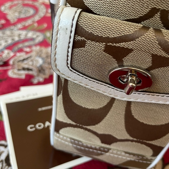 Coach Brown and White Signature Jacquard Satchel Tote Model No. K056J-6234 - Picture 4 of 10